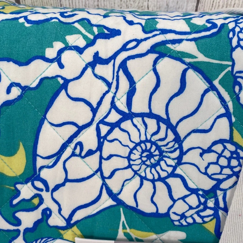 Sun and Sea Quilt Set Full Queen Teal Blue Coastal Marine Life Beach Tropical